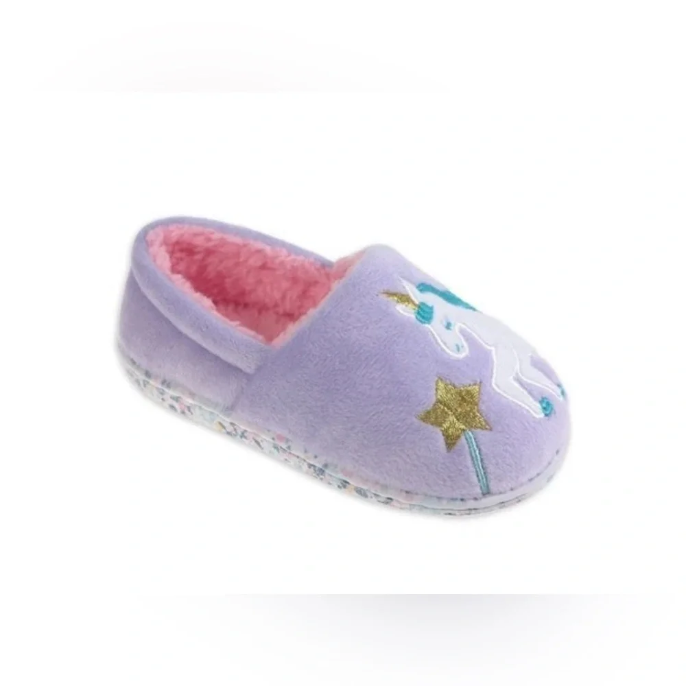 Wonder Nation Toddler Girls Purple Unicorn Slippers Size 5/6 NEW